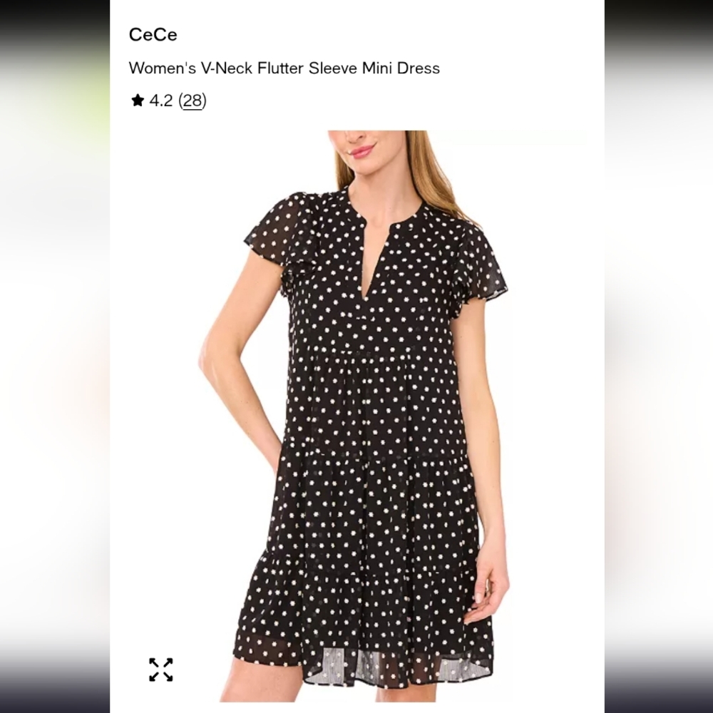 CeCe Black Dress with White Floral Pattern